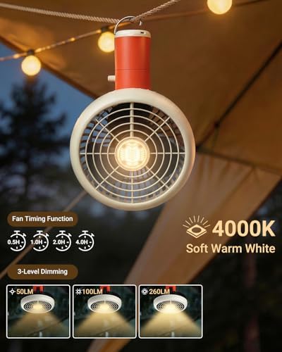 SUNREI 20000mAh Rechargeable Camping Fan, LED Lantern Battery Operated Fan - Image 5