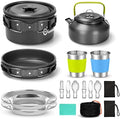 Odoland 15pcs Camping Cookware Mess Kit, Lightweight Pot Pan Kettle Set by Odoland