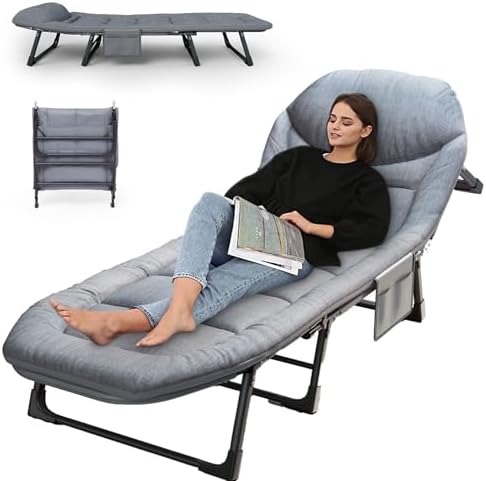 Adjustable Folding Camping Cot with Mattress(L''75in) by Unknown