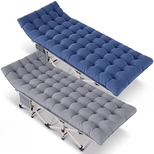 Camping Cot for Adults 2 Pack, 800 LBS Heavy Duty 75"x28" Folding Cot Bed with 2" Thick Detachable Pads & 1200D Oxford, Sleeping Cots for Family & Guests - 10-Second Setup by Harigal