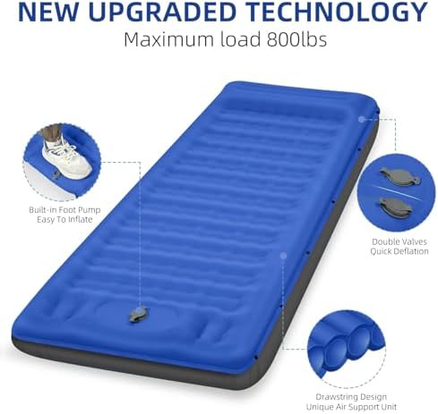 FNARMW Extra Thick Camping Sleeping Pad with Built-in Pillow & Foot Pump - Image 4