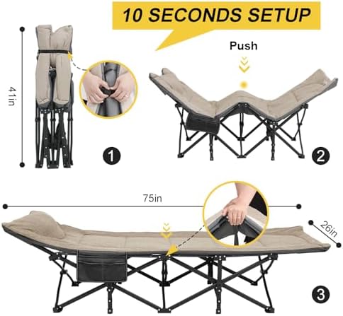 ATORPOK Folding Camping Cot for Adults with Cushion and Pillow - Image 5