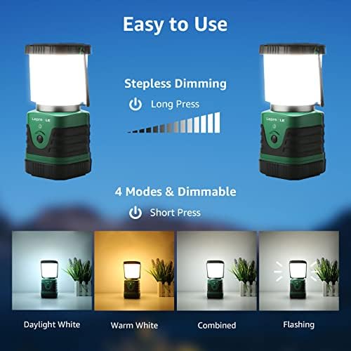 Lepro 1000LM LED Camping Lantern Rechargeable, 4400mAh, 4 Light Modes - Image 2