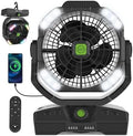 RUNTOP 20000mAh Camping Fan, Oscillating High Speed Rechargeable Battery Operated Fan w/RGB Light,Remote,Hanging Hook, Outdoor Portable Fans Battery Powered Personal USB Desk Fan for Tent, Travel by RUNTOP