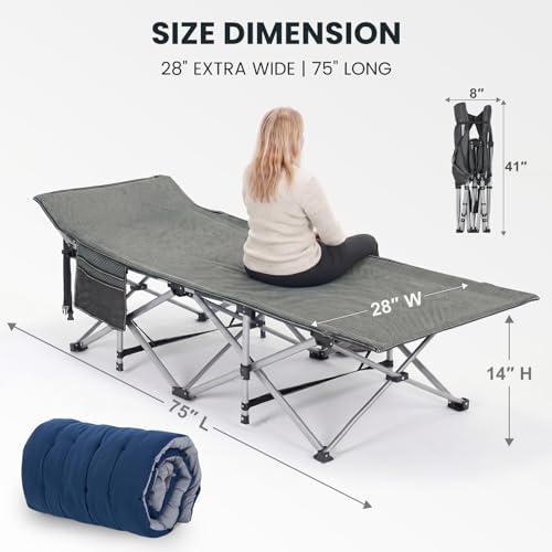 LILYPELLE Folding Camping Cot, Extra Wide Heavy Duty Sleeping Cots - Image 5