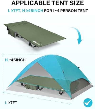 Gonex 31" Wide Camping Cot Lightweight Folding Portable Camp Cot for Adult - Image 7