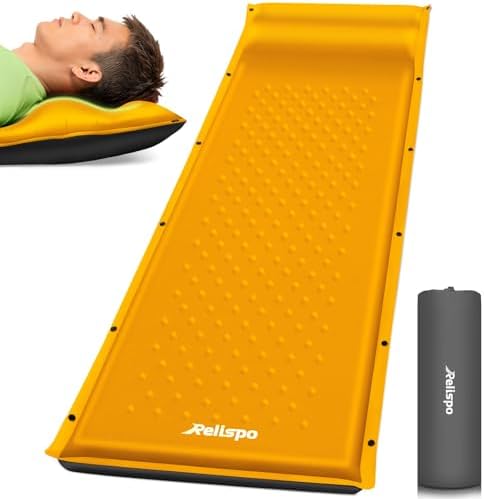 Self-Inflating Sleeping Pad with Built-in Pillow, 8R-Value 4 Season by Relispo