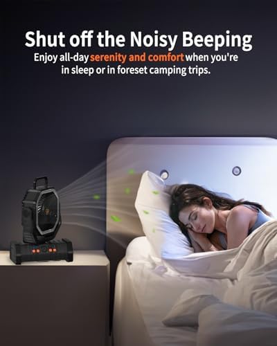 ADUST 20000mAh Battery Operated Camping Fan with Warm&Cold Light - Black - Image 3
