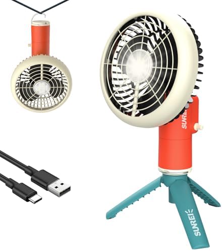 SUNREI 20000mAh Rechargeable Camping Fan, LED Lantern Battery Operated Fan by SUNREI