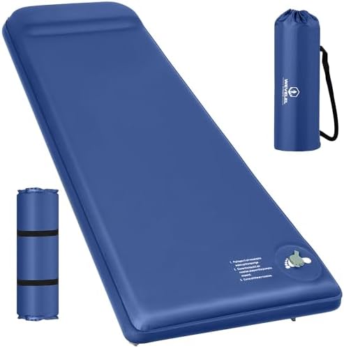 Wevelel Memory Sleeping Pad, 3.1" Ultra-Thick Foam Sleeping Mats for Camping, Easy Inflate&Deflate,9.5 R-Value Insulated Camping Mattress Pad with Pillow, for Car Travel Tent by Unknown