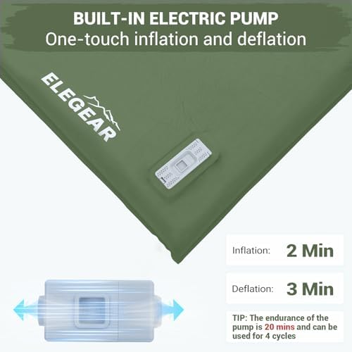 Elegear Self Inflating Sleeping Pad with Electric Pump Memory Foam, Queen - Image 2