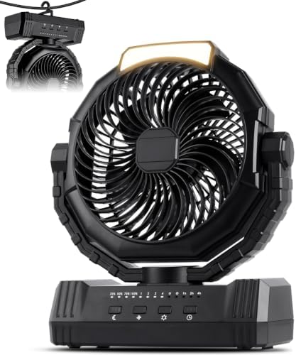 KopBeau Portable Camping Fan, 20000mAh Battery Operated Tent Fan with Light by KopBeau