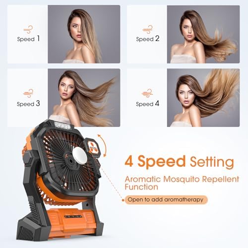 Portable Fan Rechargeable, Cordless Battery Powered Fan with LED Lantern, Small Table Fan, USB Battery Operated Fans for Travel Bedroom Home Camping Tent Office Beach Desk Picnic Barbecue Fishing - Image 3