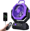 AJVV Camping Fan with Light, Remote and Oscillation, Battery Powered Hanging Tent Fan, Rechargeable Portable for Camp, Outdoor, Emergencies, Fishing, RV Travel, Jobsite by AJVV