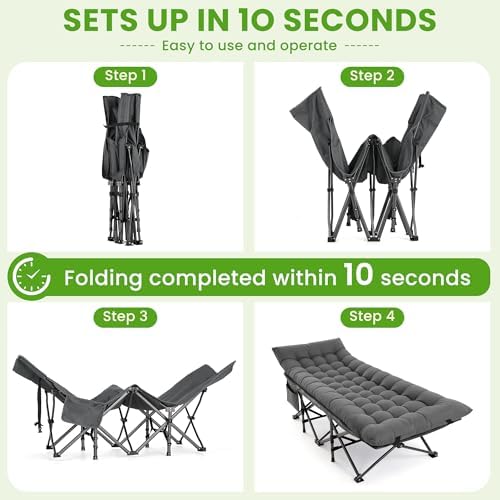 Camping Cot, Folding Camp Cot for Adults, Portable Outdoor Cot with Carry Bag & Mattress,Compact Bed for Travel,Guest,Home Office Nap - Image 6