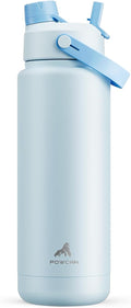 POWCAN 32 oz Insulated Water Bottle with 2-in-1 Straw and Spout Lid, Keep Cold 24H, Leak-Proof, BPA-Free, Double Wall Stainless Steel Water Bottle for Sports, Gym, Travel, and School (Sea Breeze) by POWCAN
