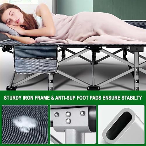 Camping Cot, 28'' Wide Sleeping Cots for Adults, Indoor & Outdoor with Pad - Image 5