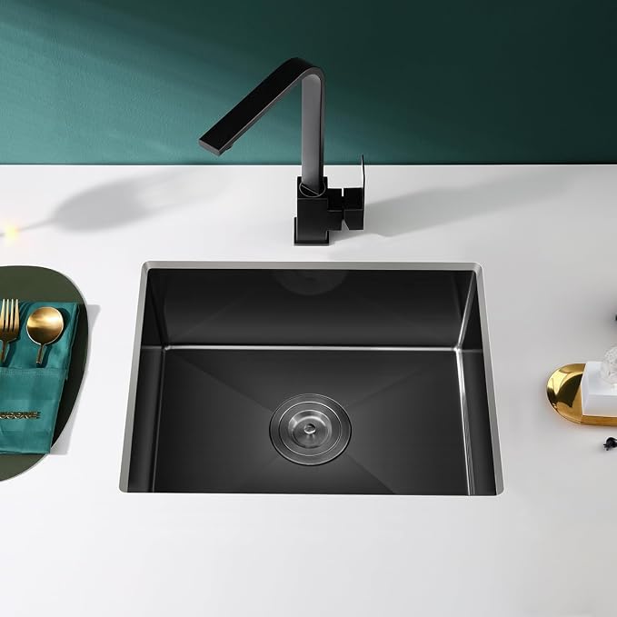20-inch Undermount Kitchen Sink Black, T304 Stainless Steel Single Bowl Kitchen - Image 7