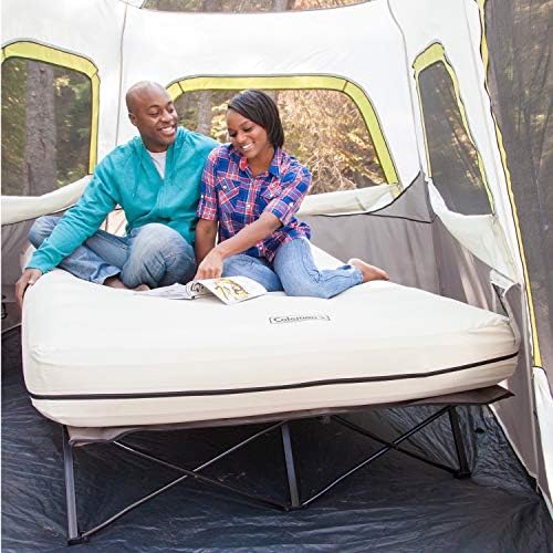 Coleman Queen-Size Airbed Cot Combination, Folding Air Mattress with Steel Frame & Side Table, Battery Pump Included, Great for Camping, Lounging, Elevated Sleeping, Guests, & More - Image 2