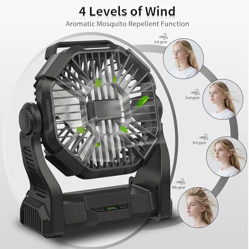 CONBOLA Portable Fan Rechargeable, 25400mAh Cordless Battery Powered Fan with LED Lantern, USB C Battery Operated for Travel Bedroom Home Camping Tent Office Beach Desk Fishing Table - Image 2