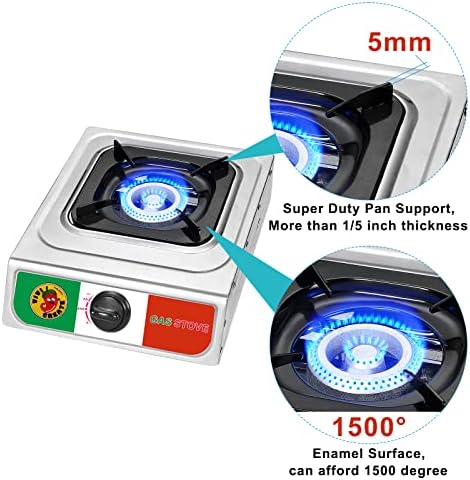 Vivicreate 10000 BTU Single Burner Propane Gas Stove Outdoor Camping Cooker Portable Stainless Steel Cooktop with Hose for BBQ Frying Boiling High BTU Estufa Portátil Fogón de Gas - Image 6