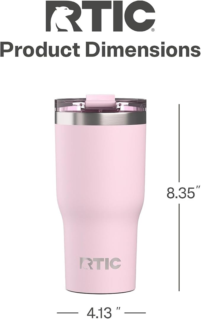 RTIC 30oz Essential Tumbler with Lid, Ceramic Lined, Insulated, Stainless Steel, Metal, Double Wall Vacuum-Insulation, Travel Cup for Iced Coffee, Tea, Hot and Cold Drink, Pale Pink - Image 4