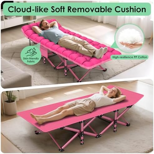 Suteck Camping Cot, Folding Camp Bed for Adults with Soft Thicker Cushion - Image 4