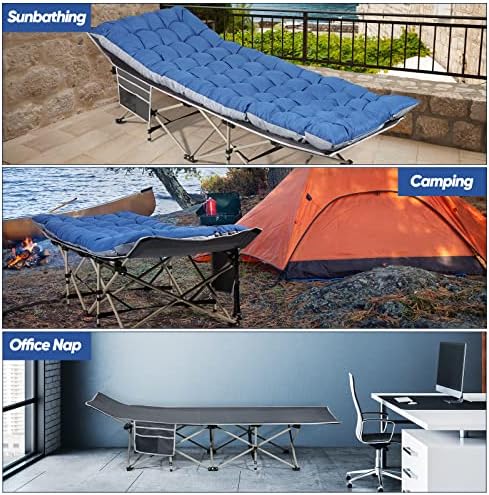 Portable Camping Cot with Mattress, Sleeping Bed,Single Lounge Chaise - Image 7