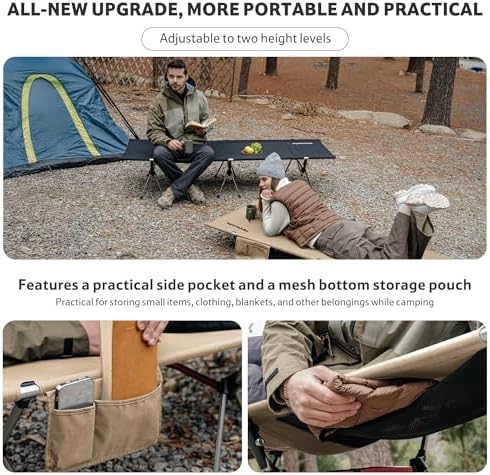 Naturehike ArmyWild Folding Camping Cot, Height Adjustable Ultralight Backpacking Cot, Portable Camping Bed for Camping Hiking Travel Home - Image 6