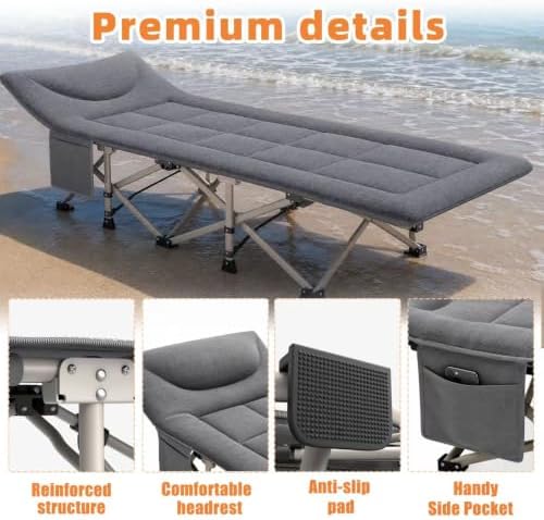 10-Leg Heavy Duty Camping Cot for Adults with Mattress - Image 4
