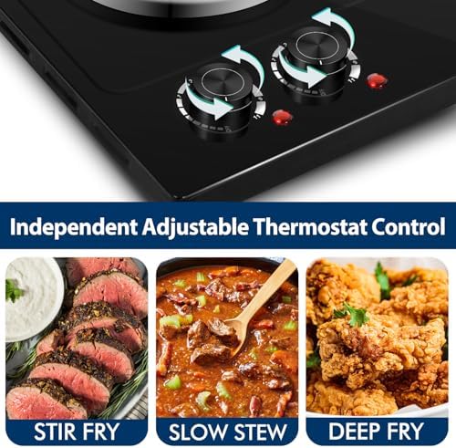 CUSIMAX Hot Plate, 1800W Electric Burner Double Hot Plate for Cooking,Black - Image 4