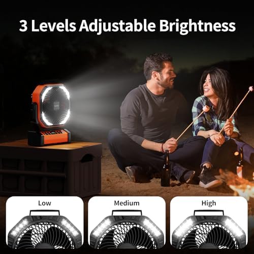 Socool Camping Fan with Light, 20000mAh Rechargeable Battery Fan with Remote, 112Hrs & 8 Speeds, Digital Display, Timer, Auto Oscillation, 270° Pivot & Hook for Outdoor Tent, Hurricane, Power Outage - Image 6