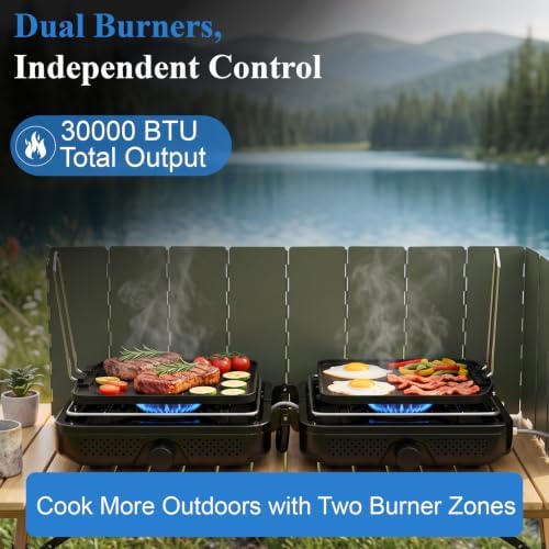 Uniflasy 2 Burner Camping Stove Kit with Carry Bag & Wind Guards - Image 2