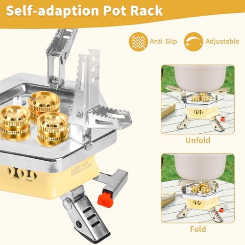 11800W Portable Windproof Camping Stove Lightweight Camp Stove Collapsible Backpacking Stove with EVA Box for Outdoor Camping Cooking Hiking and Picnic, white - Image 4