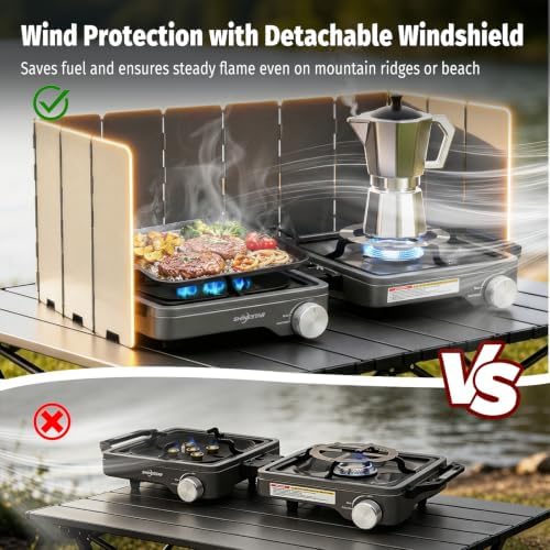 SHINESTAR 2 Burner Camping Stove, 24000 BTU Portable Propane Camp Stove - Image 4