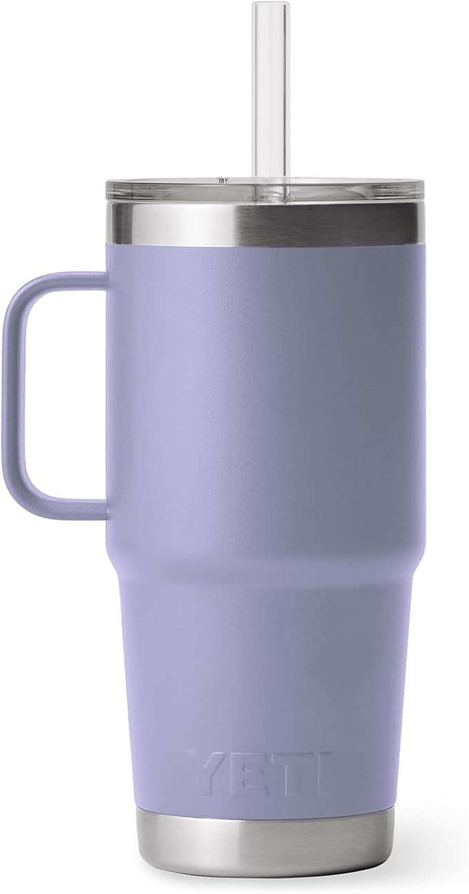 YETI Rambler 25 oz Tumbler with Handle and Straw Lid, Travel Mug Water Tumbler, Vacuum Insulated Cup with Handle, Stainless Steel, Cosmic Lilac - Image 7