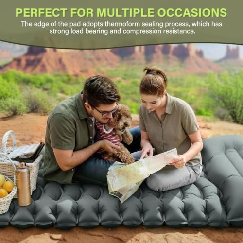 FUN PAC Ultralight Inflatable Ca Camping Sleeping Pad, Ultralight Camping Mat with Pillow Built-in Foot Pump Inflatable Sleeping Pads Compact for Camping Backpacking Hiking Traveling - Gray - Image 7