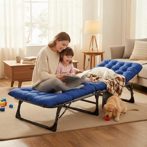 ABORON Camping Cot for Adult Extra Wide, Heavy-Duty 1200D Oxford Cot for Sleeping, Portable Folding Camp Bed with Mat - Image 4