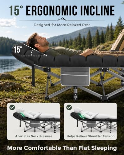 ZENPETIO XXL Folding Camping Cot for Adults, 32" Heavy-Duty Extra Wide Cots - Image 4
