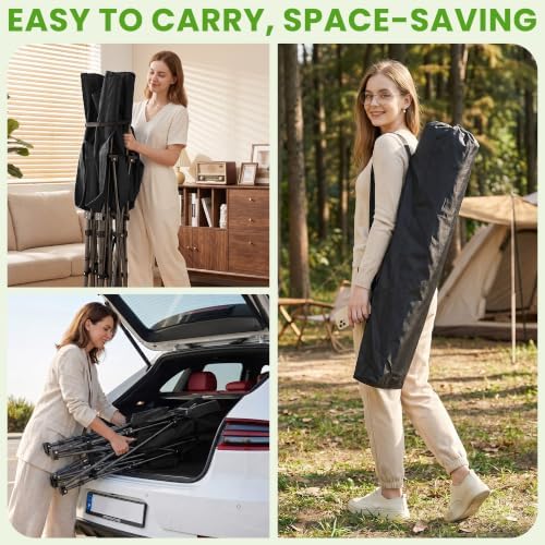 Camping Cot, Folding Camp Cot for Adults, Portable Outdoor Cot with Carry Bag & Mattress,Compact Bed for Travel,Guest,Home Office Nap - Image 7