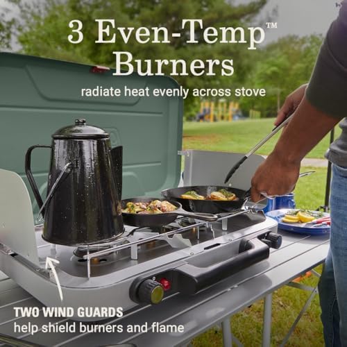 Coleman Cascade 328 3-Burner Camping Stove, Portable Cooktop with 28,000 BTUs, Matchless Lighting, & Dual Wind Guards, Great for Outdoor Cooking, Camping, Tailgating, Grilling, BBQs, & More - Image 2