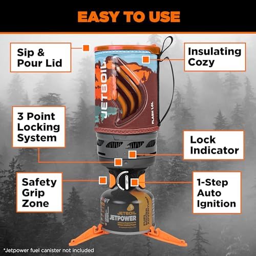 Jetboil Flash Portable Fast Boil Stove for Camping and Backpacking with 1-Step Auto Ignition, Propane/Isobutane Burner with Cooking Cup - Image 5