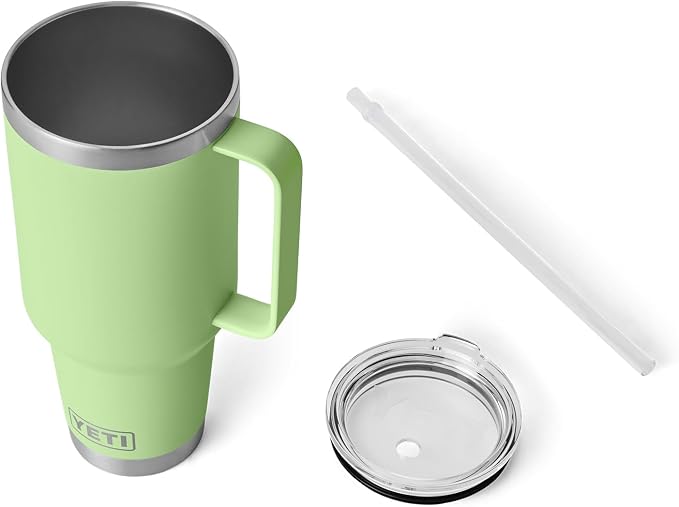 YETI Rambler 42 oz Tumbler with Handle and Straw Lid, Travel Mug Water Tumbler, Vacuum Insulated Cup with Handle, Stainless Steel, Key Lime - Image 5
