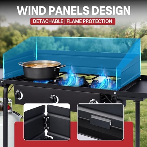 3 Burner Propane Camp Stove | 225,000 BTU | High Pressure Gas Burners - Image 3