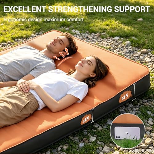 Elegear Air & Foam Camping Mattress 4" Built-in Electric Pump (Khaki,Full) - Image 4