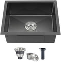 24x18 Inch Undermount Kitchen Sink Nano Black, 18 Gauge Stainless Steel Single by DROPINKITCHENSINK