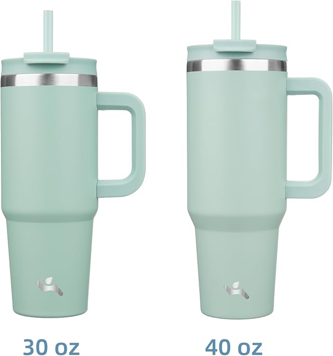Konokyo 30 oz Tumbler with Handle and 2 Straws,2 in 1 Lid Insulated Water Bottle Stainless Steel Travel Coffee Mug,Retro Green - Image 3