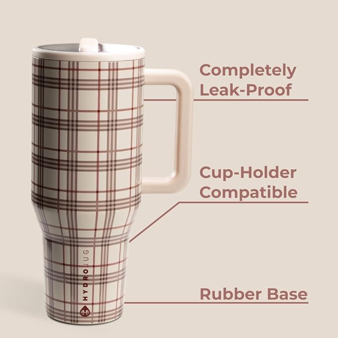 HydroJug Traveler - 32 oz Water Bottle with Handle & Flip Straw - Fits in Cup Holder, Leak Resistant Tumbler-Reusable Insulated Stainless Steel & Rubber Base - Gifts for Women & Men, Blair - Image 2