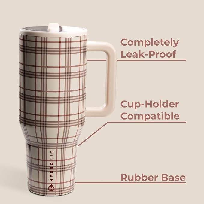 HydroJug Traveler - 40 oz Water Bottle with Handle & Flip Straw - Fits in Cup Holder, Leak Resistant Tumbler-Reusable Insulated Stainless Steel & Rubber Base - Gifts for Women & Men, Blair - Image 2