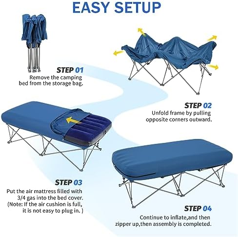 KAMPKEEPER Camping Cot for Adults with Air Mattress, No Air Pump - Image 4